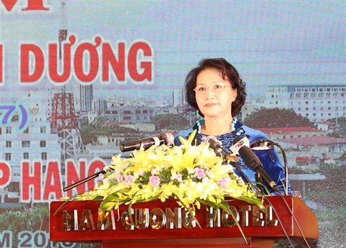 Chủ tịch Quốc hội Nguyễn Thị Kim Ngân phát biểu tại Lễ kỷ niệm. Ảnh: Trọng Đức-TTXVN