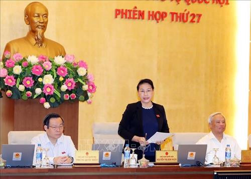 Chủ tịch Quốc hội Nguyễn Thị Kim Ngân, Ủy ban Thường vụ Quốc hội đã khai mạc Phiên họp thứ 27. Ảnh: Trọng Đức – TTXVN Chủ tịch Quốc hội Nguyễn Thị Kim Ngân, Ủy ban Thường vụ Quốc hội đã khai mạc Phiên họp thứ 27. Ảnh: Trọng Đức – TTXVN