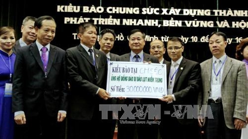 Nhóm đại biểu kiều bào Cộng hòa Séc ủng hộ giúp đỡ đồng bào các tỉnh miền Trung khắc phục thiên tai bão lũ