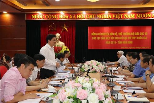Thứ trưởng Bộ Giáo dục và Đào tạo Nguyễn Hữu Độ phát biểu tại buổi làm việc với ban chỉ đạo thi THPT Quốc gia 2019 tỉnh Hòa Bình. Ảnh: Nhan Sinh - TTXVN Thứ trưởng Bộ Giáo dục và Đào tạo Nguyễn Hữu Độ phát biểu tại buổi làm việc với ban chỉ đạo thi THPT Quốc gia 2019 tỉnh Hòa Bình. Ảnh: Nhan Sinh - TTXVN
