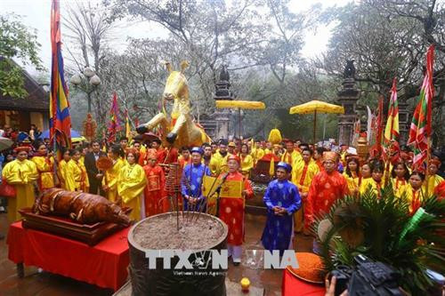 Khai hội đền Sóc xuân Mậu Tuất 2018. Ảnh: Quang Quyết - TTXVN