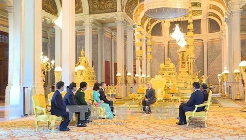 Tân Đại sứ Đặc mệnh Toàn quyền Vũ Quang Minh đã đến trình Quốc thư lên Quốc vương Campuchia Norodom Sihamoni. Ảnh: Minh Hưng - phóng viên TTXVN thường trú tại Phnompenh, Campuchia Tân Đại sứ Đặc mệnh Toàn quyền Vũ Quang Minh đã đến trình Quốc thư lên Quốc vương Campuchia Norodom Sihamoni. Ảnh: Minh Hưng - phóng viên TTXVN thường trú tại Phnompenh, Campuchia
