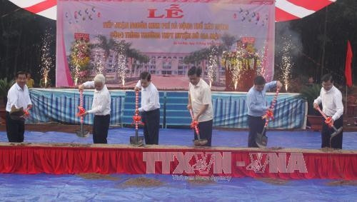 Lễ động thổ xây dựng trường trung học phổ thông Bù Gia Mập. Ảnh: K GỬIH –TTXVN