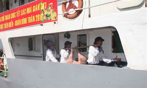 Chuẩn bị quà tặng cho cán bộ, chiến sỹ các nhà giàn. Ảnh: Trần Việt – TTXVN Chuẩn bị quà tặng cho cán bộ, chiến sỹ các nhà giàn. Ảnh: Trần Việt – TTXVN