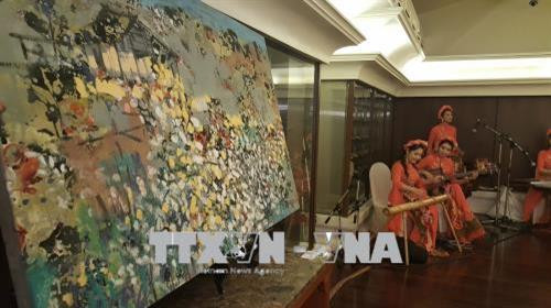 Bức tranh triển lãm tại lễ khai mạc. Ảnh: Sơn Nam - Pv TTXVN tại Thái Lan