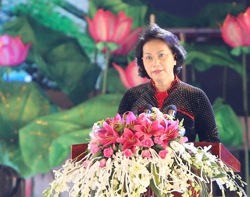 Chủ tịch Quốc hội Nguyễn Thị Kim Ngân phát biểu tại lễ kỷ niệm. Ảnh: Trọng Đức – TTXVN Chủ tịch Quốc hội Nguyễn Thị Kim Ngân phát biểu tại lễ kỷ niệm. Ảnh: Trọng Đức – TTXVN