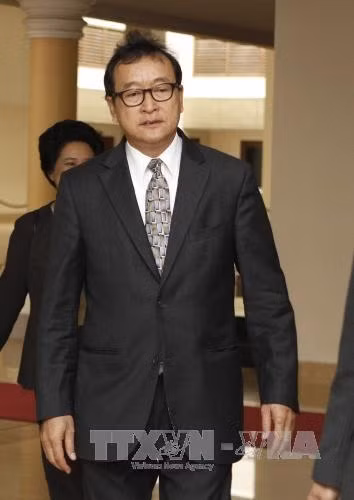 Ông Sam Rainsy tại Phnompenh ngày 19/12/2014. AFP/TTXVN.