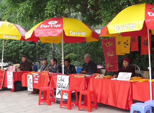 Hoạt động viết sớ, xin chữ hoạt động từ nhiều ngày nay, ngay trong khuôn viên sân của đền thờ các vị vua Trần.