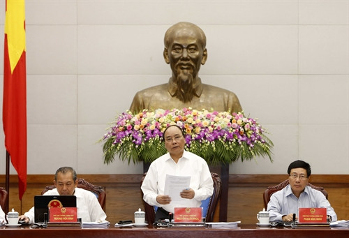 Thủ tướng Nguyễn Xuân Phúc phát biểu tại Phiên họp Chính phủ thường kỳ tháng 5/2016. Ảnh: Thống Nhất-TTXVN