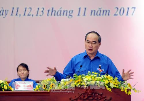 Bí thư Thành ủy Thành phố Hồ Chí Minh Nguyễn Thiện Nhân phát biểu chỉ đạo tại Đại hội. Ảnh: An Hiếu - TTXVN