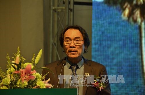 Ông Lê Quốc Phong, Tổng Giám đốc Công ty Cổ phần Phân bón Bình Điền phát biểu tại lễ kỷ niệm. Ảnh: Chanh Đa - Phóng viên TTXVN tại Campuchia