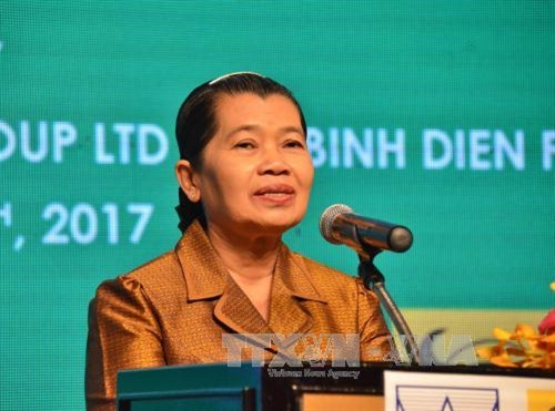 Bà Men Sam An, Phó Thủ tướng Chính phủ Hoàng gia Campuchia phát biểu tại buổi lễ. Ảnh: Chanh Đa - Phóng viên TTXVN tại Campuchia