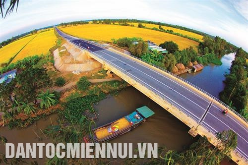 Tỉnh Hậu Giang đã hình thành nhiều cánh đồng lớn sản xuất lúa tại các xã đạt chuẩn nông thôn mới. Ảnh: Duy Ba