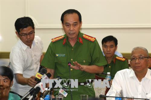 Đại tá Nguyễn Minh Thông, Chánh Văn phòng Cơ quan Cảnh sát Điều tra Công an Thành phố Hồ Chí Minh phát biểu. Ảnh: Trần Xuân Tình - TTXVN Đại tá Nguyễn Minh Thông, Chánh Văn phòng Cơ quan Cảnh sát Điều tra Công an Thành phố Hồ Chí Minh phát biểu. Ảnh: Trần Xuân Tình - TTXVN