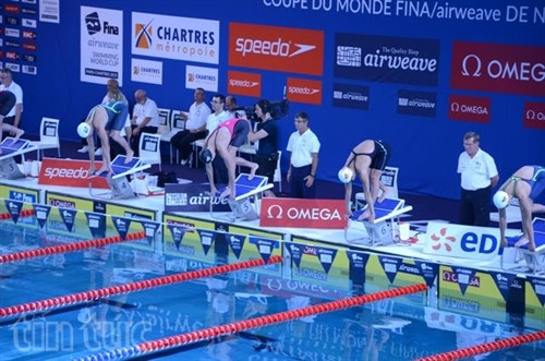 Ánh Viên chuẩn bị xuất phát nội dung 400m hỗn hợp. Ánh Viên chuẩn bị xuất phát nội dung 400m hỗn hợp.