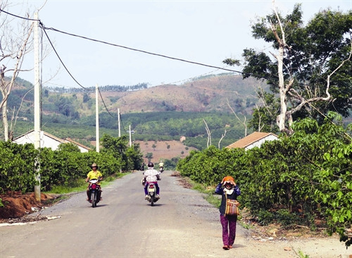 Hệ thống điện, đường giao thông được xây dựng khá đồng bộ tại nơi ở mới của đồng bào. Hệ thống điện, đường giao thông được xây dựng khá đồng bộ tại nơi ở mới của đồng bào.