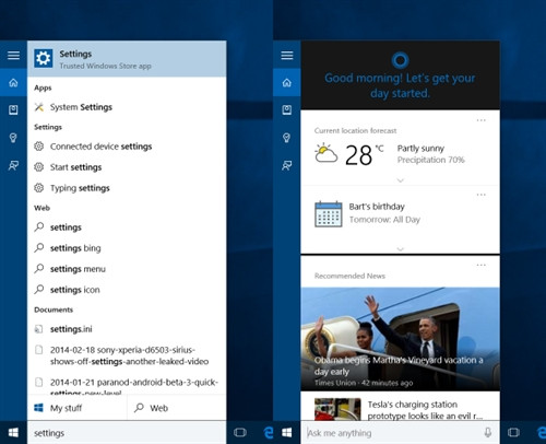 Tìm kiếm với trợ lý ảo Cortana