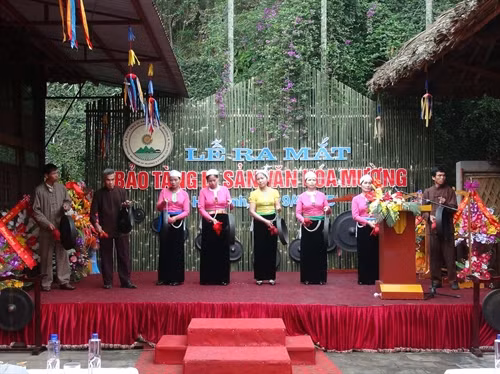 Quang cảnh Lễ khai trương Bảo tàng Di sản văn hóa Mường. Ảnh: Nhan Sinh - TTXVN