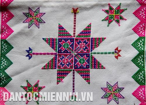 Hoa văn, họa tiết trên sản phẩm thổ cẩm Hàm Yên. Ảnh: Văn Trinh