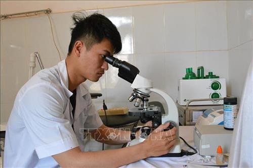 Cán bộ Trạm Y tế xã Cư Huê, huyện Ea Kar, tỉnh Đắk Lắk soi Lam tìm ký sinh trùng sốt rét. Ảnh: Tuấn Anh - TTXVN Cán bộ Trạm Y tế xã Cư Huê, huyện Ea Kar, tỉnh Đắk Lắk soi Lam tìm ký sinh trùng sốt rét. Ảnh: Tuấn Anh - TTXVN