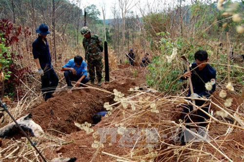 Ảnh tư liệu: Quy tập hài cốt liệt sĩ trên vùng đất bạn Campuchia. Ảnh: Dương Chí Tưởng - TTXVN