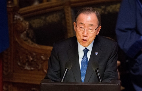 Trong ảnh (tư liệu): Tổng thư ký Liên hợp quốc Ban Ki-moon tại một sự kiện ở Hamburg, Đức ngày 7/10. EPA/TTXVN