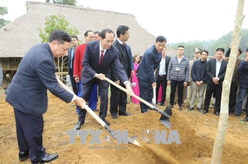 Chủ tịch nước Trần Đại Quang trồng cây tại Làng dân tộc Mường. Ảnh: Doãn Tấn - TTXVN Chủ tịch nước Trần Đại Quang trồng cây tại Làng dân tộc Mường. Ảnh: Doãn Tấn - TTXVN