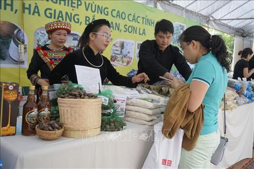 Người dân tìm hiểu và mua thực phẩm tại Lễ hội. Ảnh: Đinh Hằng - TTXVN Người dân tìm hiểu và mua thực phẩm tại Lễ hội. Ảnh: Đinh Hằng - TTXVN