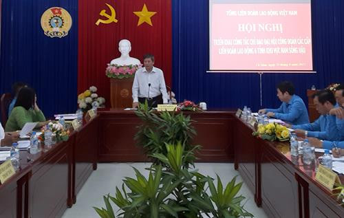 Ông Trần Thanh Hải, Phó Chủ tịch thường trực Tổng Liên đoàn Lao động Việt Nam phát biểu tại buổi làm việc. Ảnh: Kim Há/TTXVN. Ông Trần Thanh Hải, Phó Chủ tịch thường trực Tổng Liên đoàn Lao động Việt Nam phát biểu tại buổi làm việc. Ảnh: Kim Há/TTXVN.