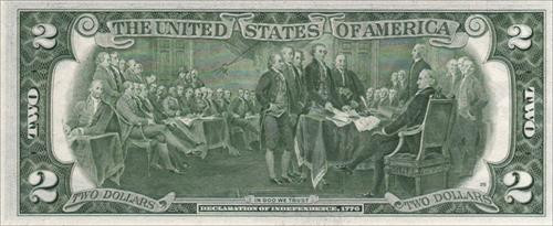 Mặt sau của tờ 2 USD. Ảnh: Ubid.