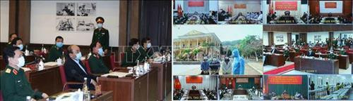 Thủ tướng Nguyễn Xuân Phúc và các đại biểu làm việc trực tuyến với 50 điểm cầu trong toàn quân tại điểm cầu Cục Quân y, Hà Nội. Ảnh: Thống Nhất – TTXVN Thủ tướng Nguyễn Xuân Phúc và các đại biểu làm việc trực tuyến với 50 điểm cầu trong toàn quân tại điểm cầu Cục Quân y, Hà Nội. Ảnh: Thống Nhất – TTXVN