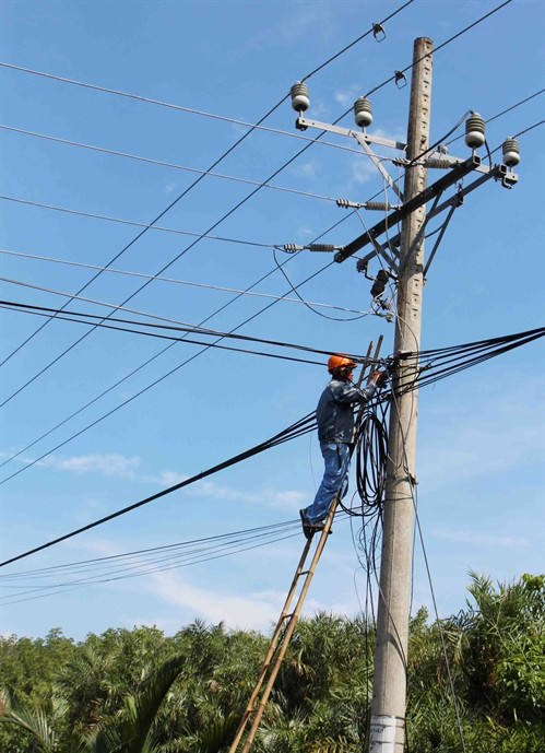 Điện lưới quốc gia phục vụ sinh hoạt cho 100 % hộ gia đình ở An Thới Đông