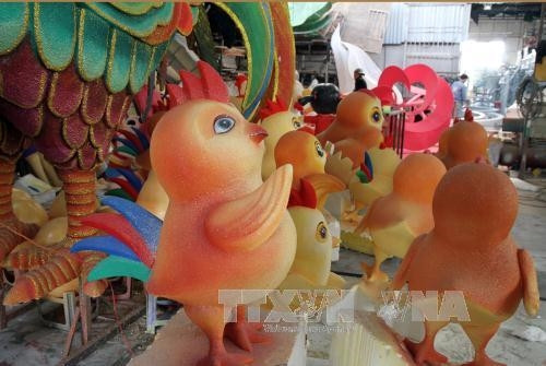 Các chú gà con của cụm linh vật chính. Ảnh: Mạnh Linh-TTXVN Các chú gà con của cụm linh vật chính. Ảnh: Mạnh Linh-TTXVN