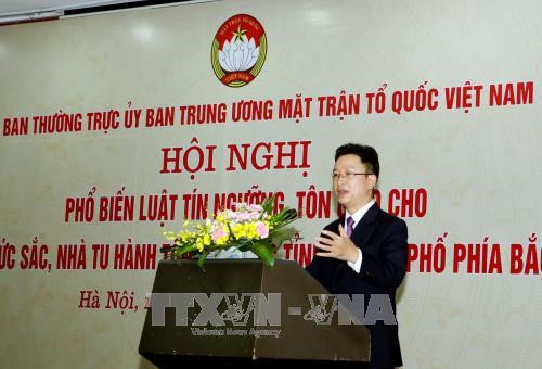 Trưởng Ban Tôn giáo Uỷ ban Trung ương MTTQ Việt Nam Nguyễn Văn Thanh phát biểu tại hội nghị. Ảnh: Nguyễn Dân -TTXVN Trưởng Ban Tôn giáo Uỷ ban Trung ương MTTQ Việt Nam Nguyễn Văn Thanh phát biểu tại hội nghị. Ảnh: Nguyễn Dân -TTXVN