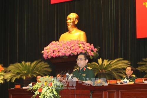 Thượng tướng Lê Chiêm, Thứ trưởng Bộ Quốc phòng phát biểu khai mạc tại hội thảo. Ảnh: Thanh Vũ-TTXVN Thượng tướng Lê Chiêm, Thứ trưởng Bộ Quốc phòng phát biểu khai mạc tại hội thảo. Ảnh: Thanh Vũ-TTXVN