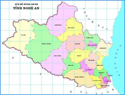 Bản đồ hành chính tỉnh Nghệ An. Ảnh: bandohanhchinh.com Bản đồ hành chính tỉnh Nghệ An. Ảnh: bandohanhchinh.com