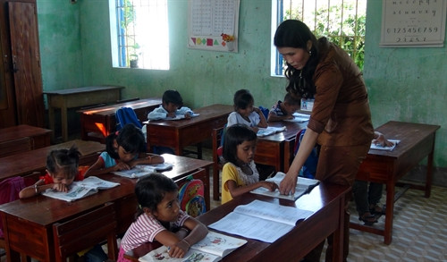 Một giờ học của học sinh ở xã Ea Trol, huyện Sông Hinh. Một giờ học của học sinh ở xã Ea Trol, huyện Sông Hinh.