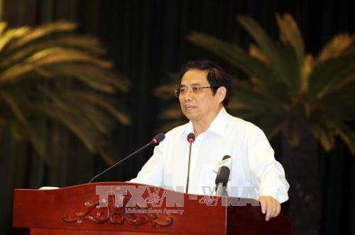 Đồng chí Phạm Minh Chính phát biểu tại hội nghị. Ảnh: Thanh Vũ-TTXVN Đồng chí Phạm Minh Chính phát biểu tại hội nghị. Ảnh: Thanh Vũ-TTXVN