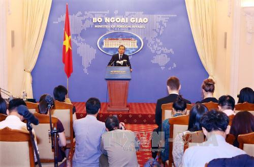 Bộ Ngoại giao họp báo thường kỳ và thông báo hoạt động đối ngoại của Nhà nước. Ảnh: Nguyễn Dân - TTXVN Bộ Ngoại giao họp báo thường kỳ và thông báo hoạt động đối ngoại của Nhà nước. Ảnh: Nguyễn Dân - TTXVN