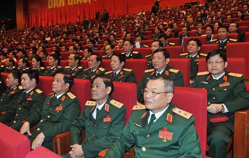 Các đại biểu Đoàn Quân đội tham dự phiên khai mạc Đại hội. Ảnh: TTXVN