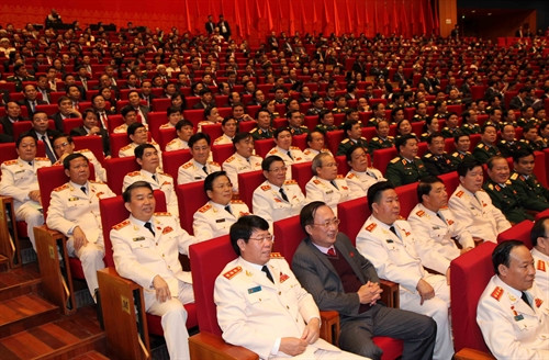 Đoàn đại biểu Công an Trung ương tham dự phiên khai mạc Đại hội. Ảnh: TTXVN