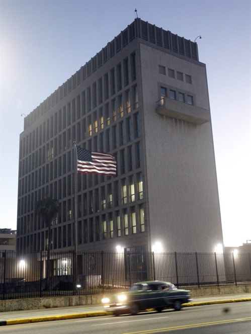 Đại sứ quán Mỹ tại thủ đô La Habana, Cuba, ngày 12/1. EPA/TTXVN