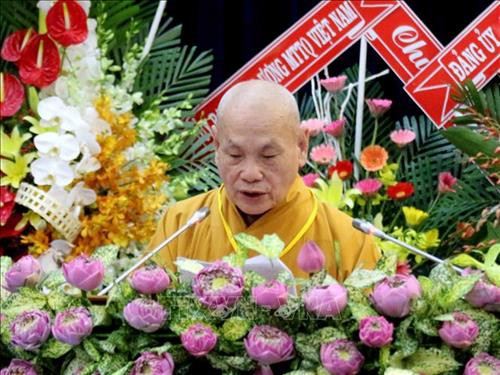 Hòa thượng Thích Thiện Nhơn, Chủ tịch Hội đồng Trị sự Giáo hội Phật giáo Việt Nam phát biểu khai mạc Hội nghị. Ảnh: Kim Há - TTXVN Hòa thượng Thích Thiện Nhơn, Chủ tịch Hội đồng Trị sự Giáo hội Phật giáo Việt Nam phát biểu khai mạc Hội nghị. Ảnh: Kim Há - TTXVN