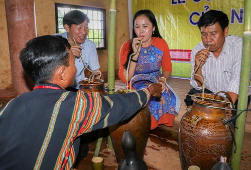 Trước khi làm Lễ mừng lúa mới, thầy cúng làm Lễ đưa hồn lúa về nhà kho và xin phép thần lúa cho người dân được gặt lúa đem về kho. Người thu hoạch lúa phải vuốt bằng tay để không làm cây lúa bị đau, thần lúa mới ở lại với gia chủ Sau đó, thầy cúng đặt các lễ vật về phía Đông và thực hiện các nghi thức rước lúa với mong muốn mong mùa rẫy mới mưa thuận gió hòa, mùa màng tươi tốt Sau khi làm lễ xong, thầy cúng mời người phụ nữ là chủ ruộng lúa uống rượu cần. Theo phong tục, người uống phải say, rượu cần phải cạn thì vụ mùa năm sau sẽ càng nhiều lúa. Sau phần lễ rước hồn lúa về kho, người dân tổ chức dã gạo để lựa ra những hạt gạo tốt nhất Những âm thanh gọi thần lúa về kho Sau khi mọi lễ vật đã chuẩn bị đầy đủ, thầy cúng thực hiện nghi thức cúng các vị thần linh ở kho lúa mới để tạ ơn thần Đất - Trời, Núi - Rừng. Tiếp đó là Lễ cúng lúa mới và cúng sức khỏe cho già làng với đầy đủ các lễ vật: cơm lúa mới, rượu cần, heo, gà... Thầy cúng khấn niệm với mong muốn cầu chúc mọi người sức khỏe, gia đình hạnh phúc, mùa màng bội thu. Sau khi cúng xong, thầy cúng mời người nữ, chủ ruộng lên uống rượu cần. Phần lễ vật và rượu cần còn lại được chia cho tất cả những người được mời tham dự.. . Người dân và du khách cùng chung vui Múa hát quanh cây nêu trong ngày hội ... cồng chiêng "Mừng lúa mới được mùa" kết hợp với những điệu múa xoang đầy uyển chuyển trong "Mọi người ơi, hòa cùng nhịp xoang Gia Rai" Một hình ảnh không thể thiếu trong các nghi lễ của người Gia Rai chính là biểu tượng của những chú chim, có thể bay lên cao đến xứ sở các thần linh đem theo lời cầu xin của con người.