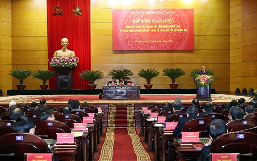 Hội nghị toàn quốc tổng kết công tác ngành Nội chính Đảng năm 2016 và quán triệt, triển khai kết luận số 10-KL/TW của Bộ Chính trị. Ảnh: Nguyễn Dân -TTXVN