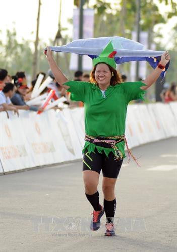 Niềm vui về đến đích của các vận động viên. Ảnh: An Hiếu – TTXVN