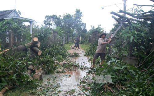 Người dân khắc phục hậu quả do lốc xoáy gây ra. Ảnh: Phước Ngọc - TTXVN Người dân khắc phục hậu quả do lốc xoáy gây ra. Ảnh: Phước Ngọc - TTXVN