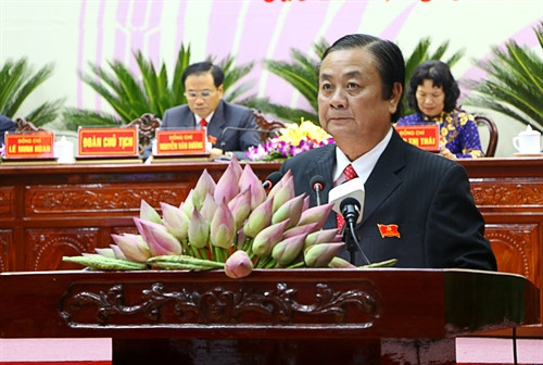 Đồng chí Lê Minh Hoan tái đắc cử Bí thư Tỉnh ủy Đồng Tháp khóa x, nhiệm kỳ 2015 – 2020. Ảnh: Văn Trí- TTXVN