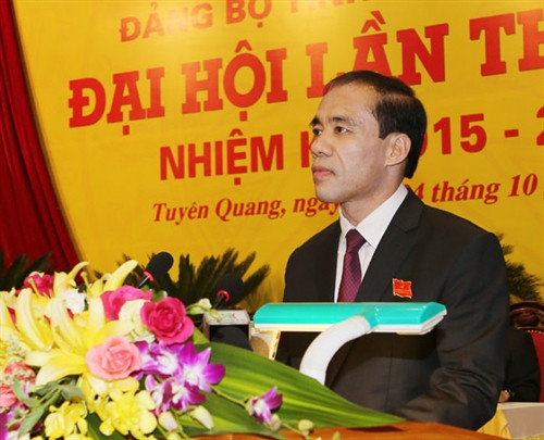 Đồng chí Chẩu Văn Lâm tái đắc cử Bí thư Tỉnh ủy Tuyên Quang;nhiệm kỳ 2015 - 2020. Ảnh: Quang Đán- TTXVN