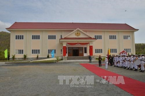 Tòa nhà Sở Chỉ huy Bộ Tư lệnh Tăng – Thiết giáp Quân đội Hoàng gia Campuchia do Bộ Quốc phòng Việt Nam tài trợ. Ảnh: Phan Minh Hưng - Phóng viên TTXVN tại Campuchia